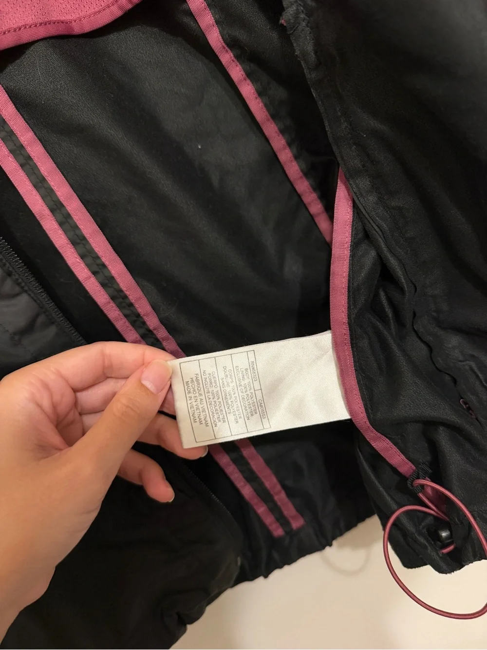 Black Nike Jacket with Pink Lining - Girls Lightweight Zip-Up